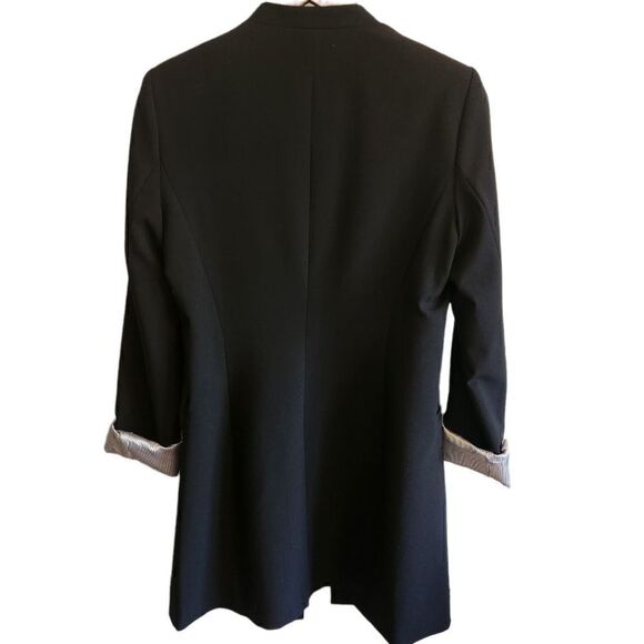 CALVIN Klein Contrast Lining Long Roll Tab Sleeve Open Front Jacket Size 10 - Picture 2 of 6